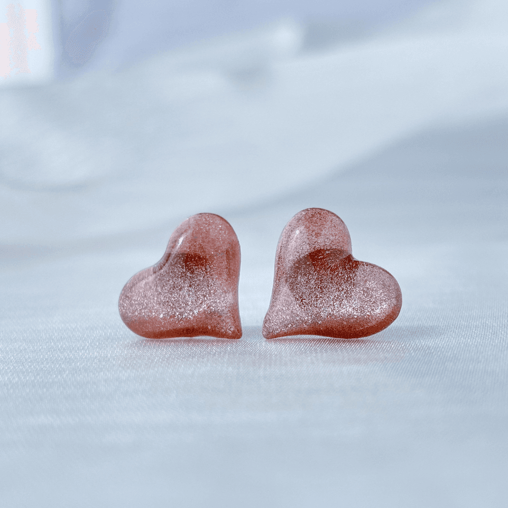 【角度によって表情が変わる】 ピアス ハート きれいめ パール 2way 軽い 大人カジュアル 春 オレンジ レジン